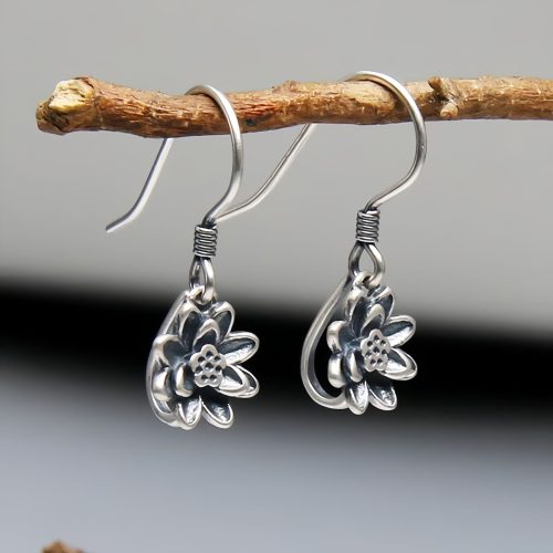 Ohrringe Lotosblüte aus 925 Sterling Silber