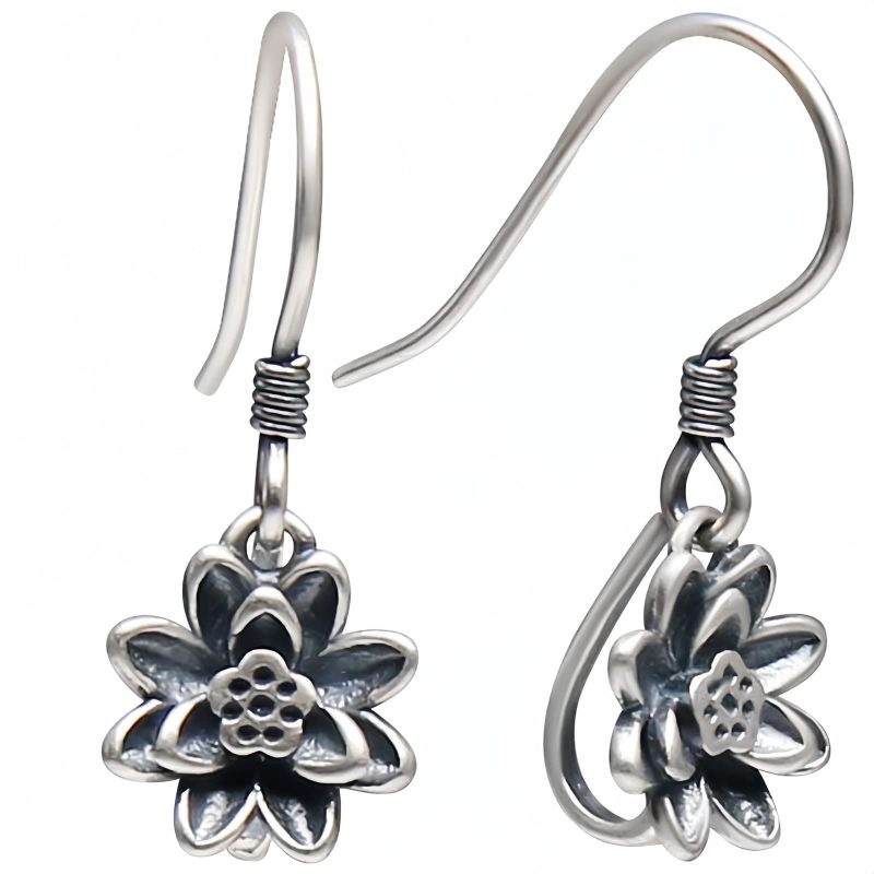 925 Silver Lotus Flower Earrings 925 Silver Lotus Flower Earrings