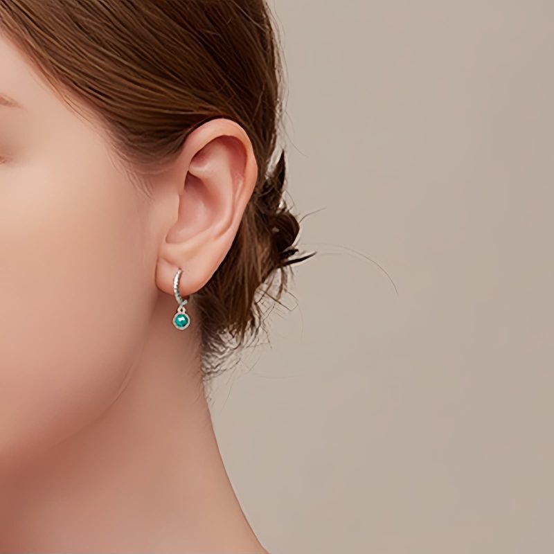925 Silver Round Malachite Anti-Anxiety Earrings 925 Silver Round Malachite Anti-Anxiety Earrings