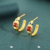 Pendientes Loto de Ágata Roja en Plata 925 925 Silver Red Agate Lotus Earrings