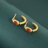 Pendientes Loto de Ágata Roja en Plata 925 925 Silver Red Agate Lotus Earrings