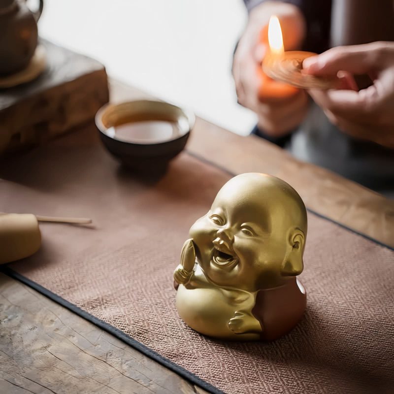 Clay Tibetan Laughing Buddha Incense Burner Clay Tibetan Laughing Buddha Incense Burner