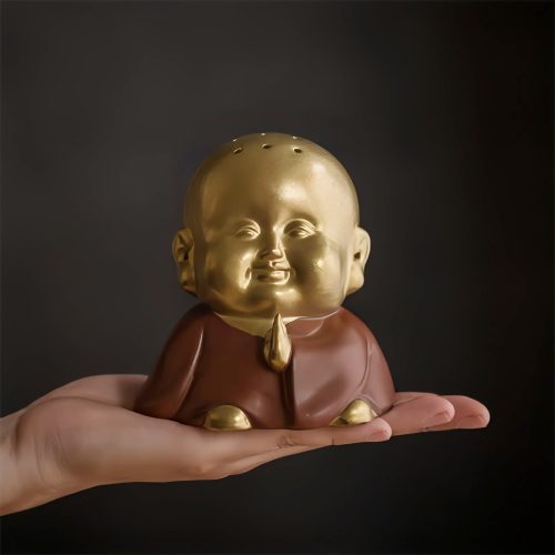Quemador de Incienso Buda de la Risa en Barro Tibetano