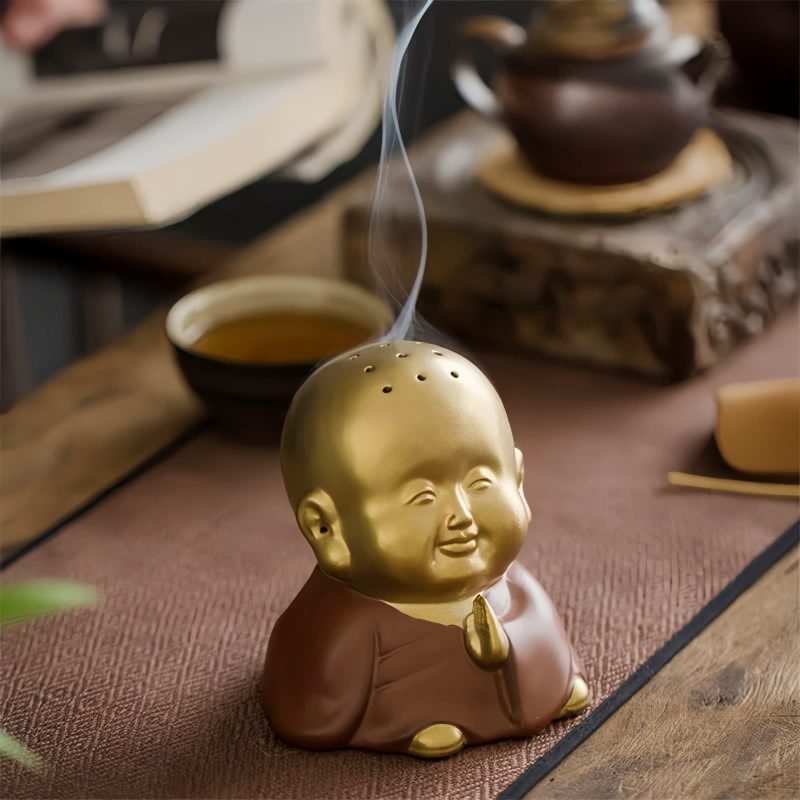 Clay Tibetan Laughing Buddha Incense Burner Clay Tibetan Laughing Buddha Incense Burner
