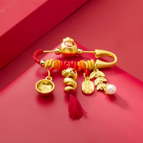 Copper Year of the Snake Brooch with Lucky Fortune Bag