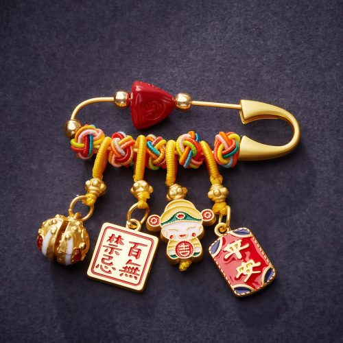 Handcrafted Cinnabar Caishen God Brooch Handcrafted Cinnabar Caishen God Brooch