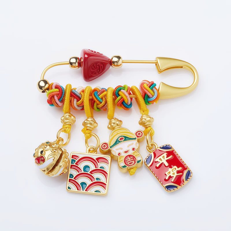 Handcrafted Cinnabar Caishen God Brooch Handcrafted Cinnabar Caishen God Brooch
