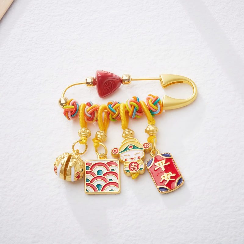 Handcrafted Cinnabar Caishen God Brooch Handcrafted Cinnabar Caishen God Brooch