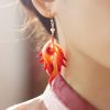Handmade Velvet Flower Feather Earrings Handmade Velvet Flower Feather Earrings
