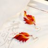 Handmade Velvet Flower Feather Earrings Handmade Velvet Flower Feather Earrings