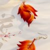 Handmade Velvet Flower Feather Earrings Handmade Velvet Flower Feather Earrings