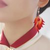 Handmade Velvet Flower Feather Earrings Handmade Velvet Flower Feather Earrings