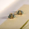 Hetian Cyan Jade Lotus Flower Earrings Hetian Cyan Jade Lotus Flower Earrings