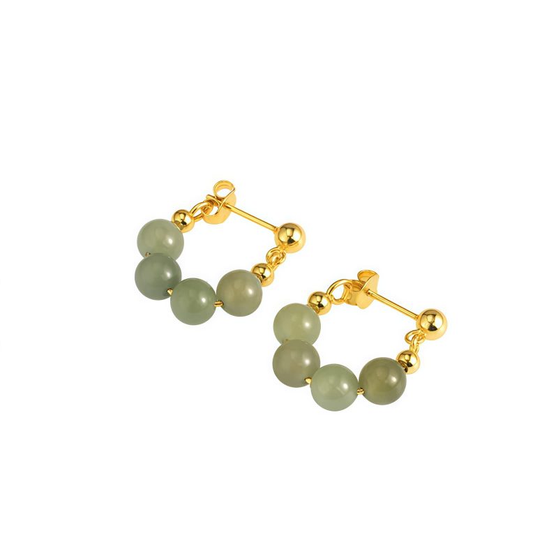 Hetian Jade Abundance Earrings in 925 Silver Hetian Jade Abundance Earrings in 925 Silver