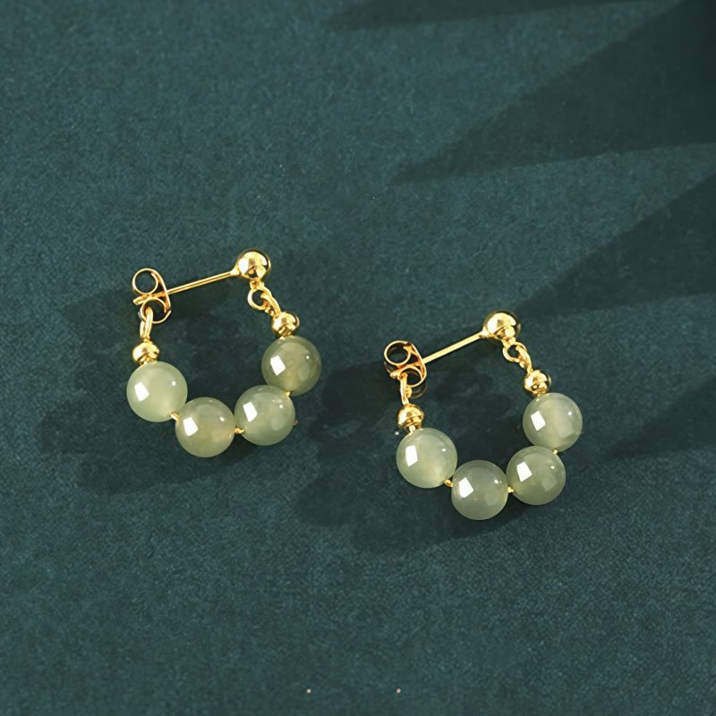 Hetian Jade Abundance Earrings in 925 Silver Hetian Jade Abundance Earrings in 925 Silver