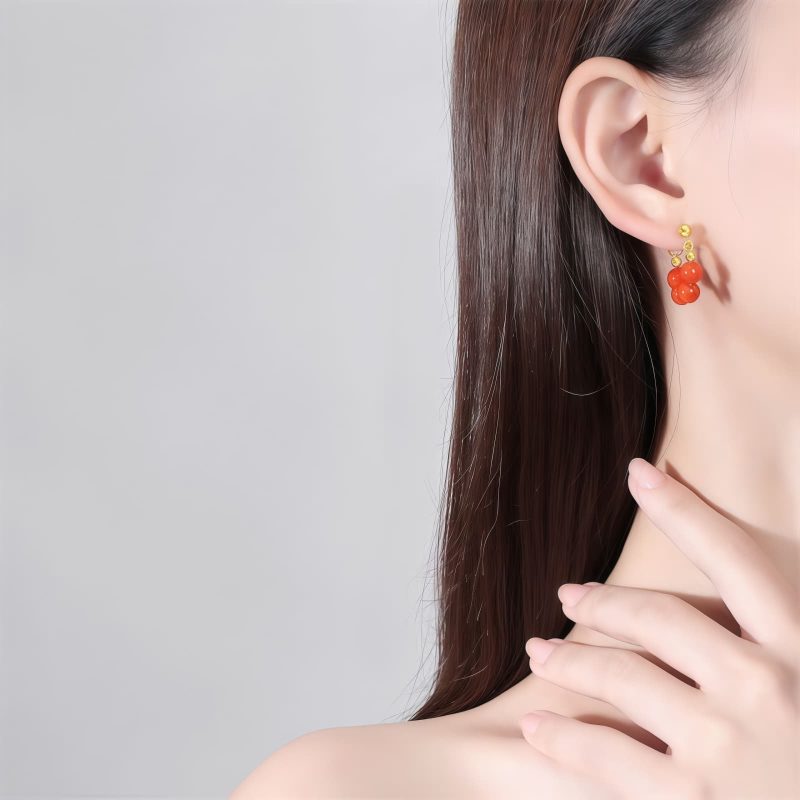 Hetian Jade Abundance Earrings in 925 Silver Hetian Jade Abundance Earrings in 925 Silver