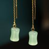 Jade Bamboo Pattern Drop Earrings Jade Bamboo Pattern Drop Earrings