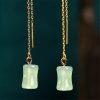 Jade Bamboo Pattern Drop Earrings Jade Bamboo Pattern Drop Earrings