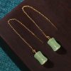 Jade Bamboo Pattern Drop Earrings Jade Bamboo Pattern Drop Earrings