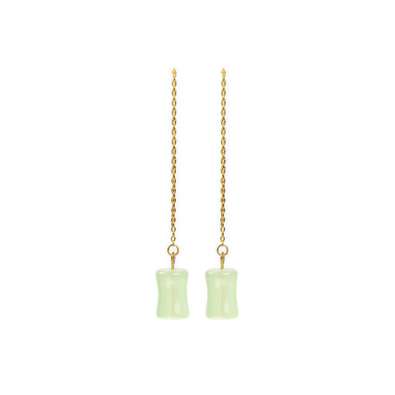 Jade Bamboo Pattern Drop Earrings Jade Bamboo Pattern Drop Earrings