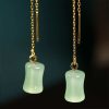 Jade Bamboo Pattern Drop Earrings Jade Bamboo Pattern Drop Earrings