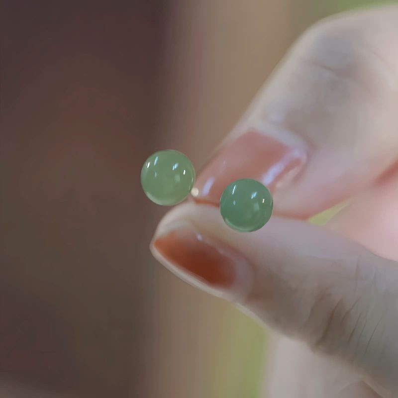 Jade Beaded Luck Stud Earrings Jade Beaded Luck Stud Earrings
