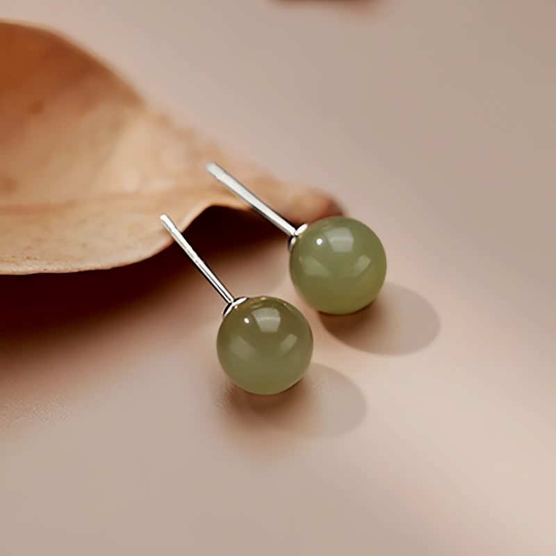 Jade Beaded Luck Stud Earrings Jade Beaded Luck Stud Earrings