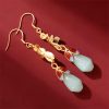 Jade Magnolia Flower Dangle Earrings Jade Magnolia Flower Dangle Earrings