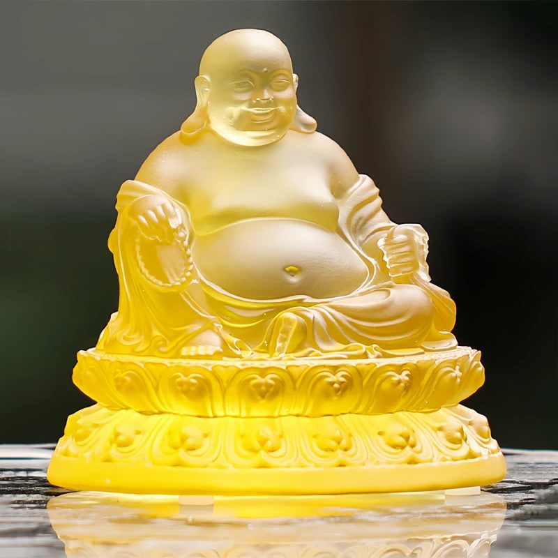 Liuli Crystal Laughing Buddha Wealth Statue Liuli Crystal Laughing Buddha Wealth Statue