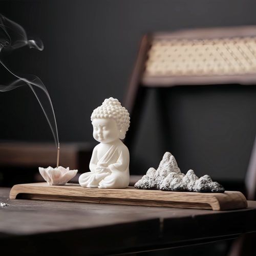 Lotus Kwan Yin Ceramic Incense Burner