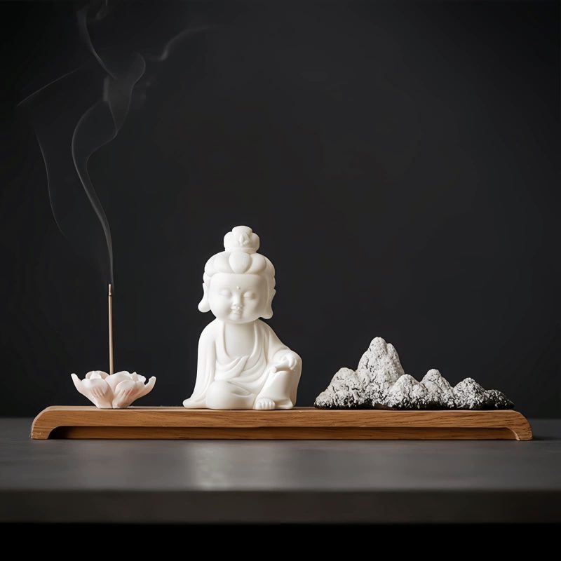 Lotus Kwan Yin Ceramic Incense Burner Lotus Kwan Yin Ceramic Incense Burner