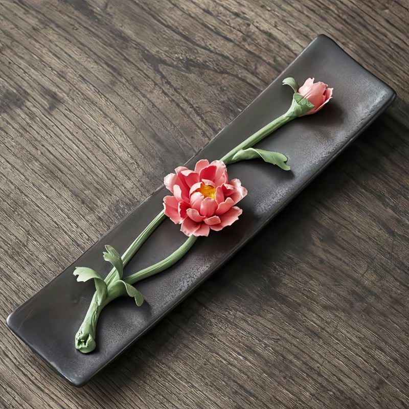 Lotus Peony Ceramic Incense Burner Lotus Peony Ceramic Incense Burner