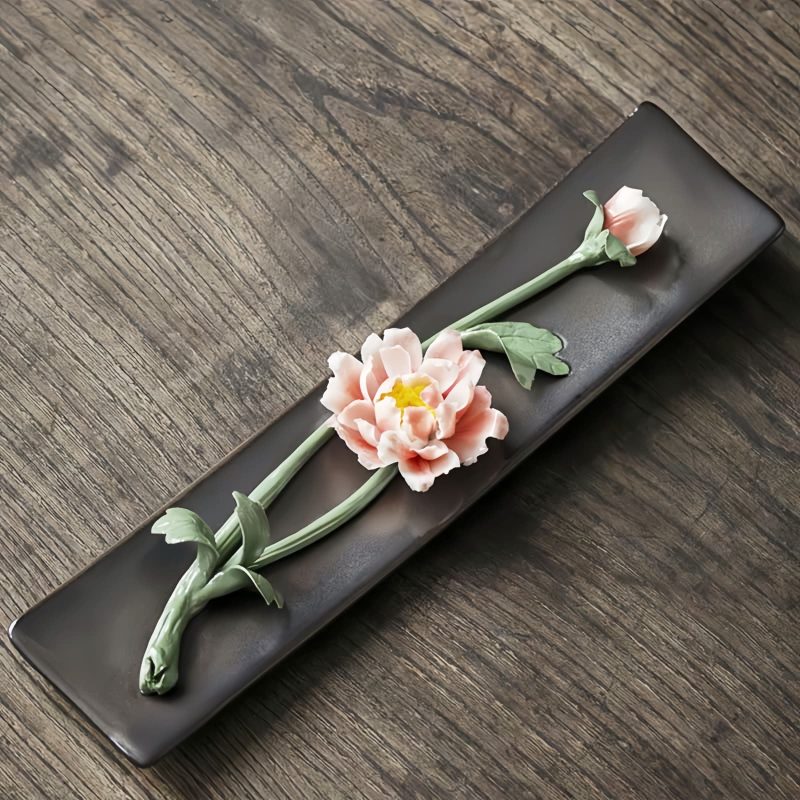 Lotus Peony Ceramic Incense Burner Lotus Peony Ceramic Incense Burner