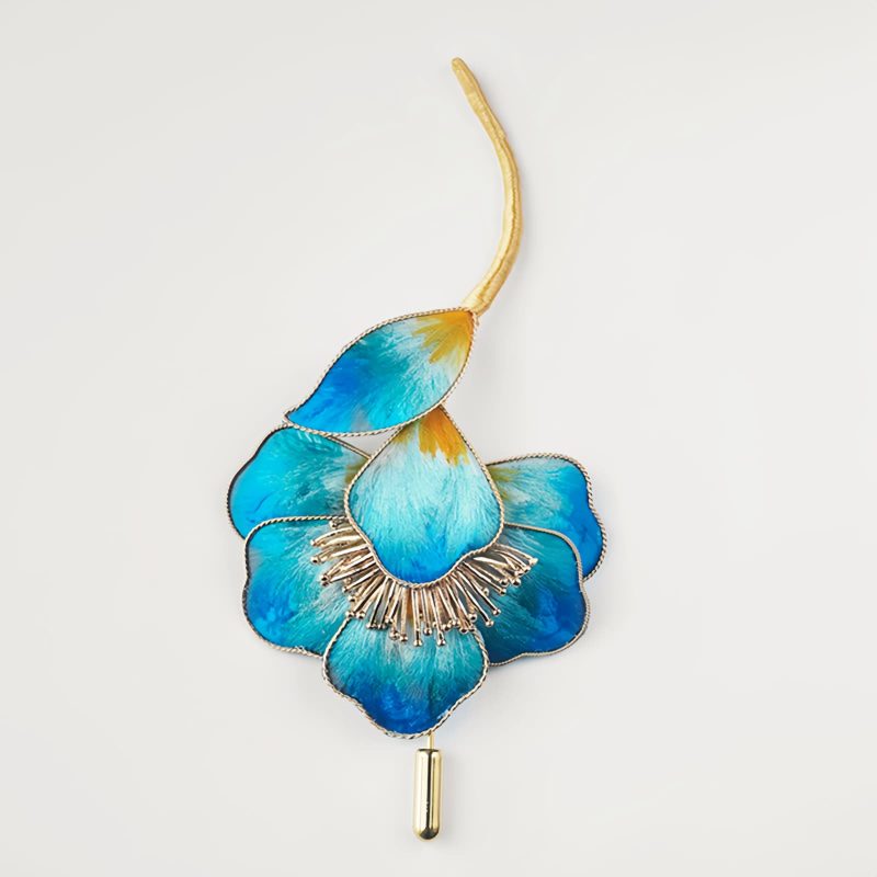 Mulberry Silk Blue Flower Brooch Mulberry Silk Blue Flower Brooch