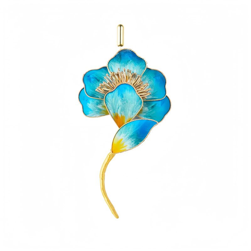 Mulberry Silk Blue Flower Brooch Mulberry Silk Blue Flower Brooch