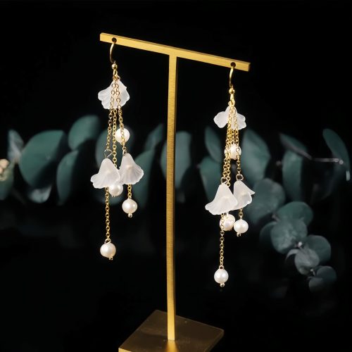 Pearl Flower Petal Luck Drop Earrings