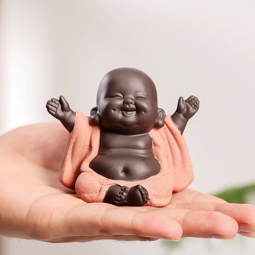 Purple Clay Maitreya Laughing Buddha Decoration