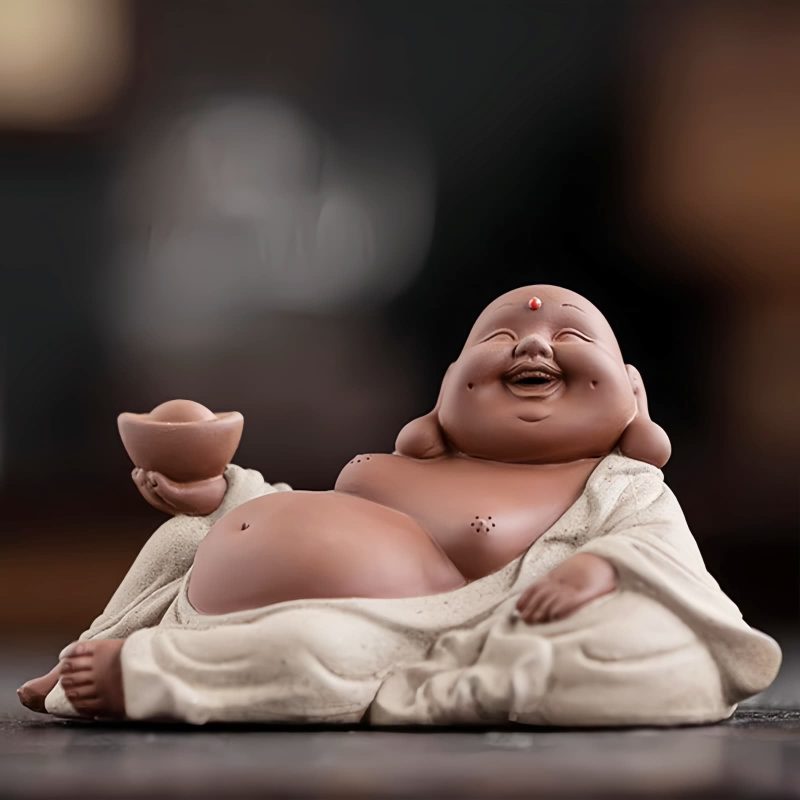 Purple Clay Maitreya Wealth Buddha Statue Purple Clay Maitreya Wealth Buddha Statue