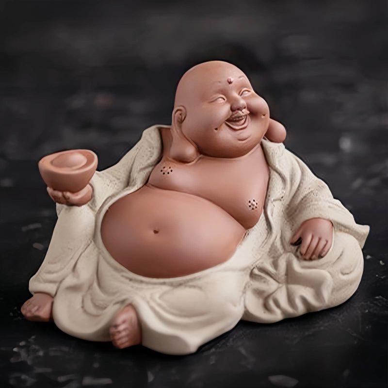Purple Clay Maitreya Wealth Buddha Statue Purple Clay Maitreya Wealth Buddha Statue