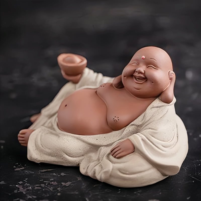 Purple Clay Maitreya Wealth Buddha Statue Purple Clay Maitreya Wealth Buddha Statue
