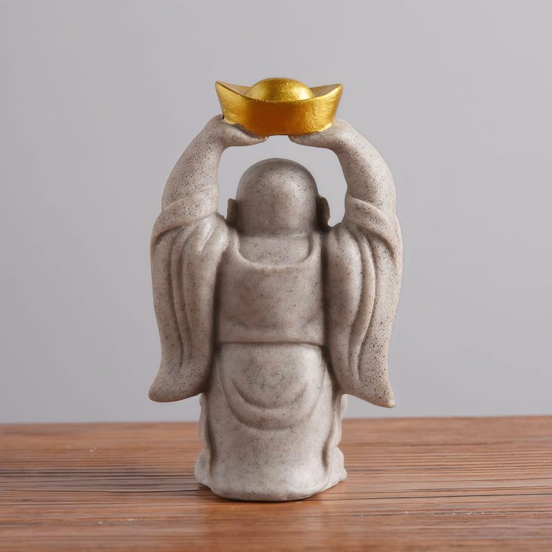 招福置物 笑佛像 レジン製 Resin Laughing Buddha Home Blessing Statue
