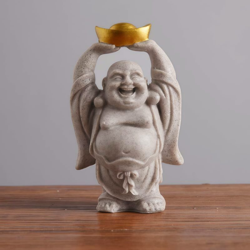 招福置物 笑佛像 レジン製 Resin Laughing Buddha Home Blessing Statue