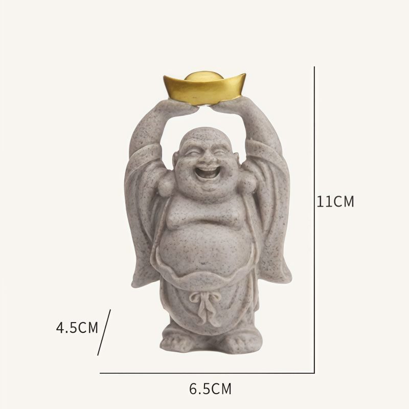 招福置物 笑佛像 レジン製 Resin Laughing Buddha Home Blessing Statue