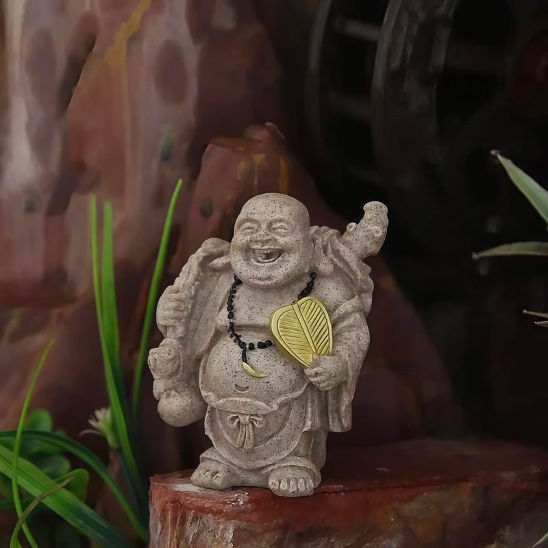 招福置物 笑佛像 レジン製 Resin Laughing Buddha Home Blessing Statue