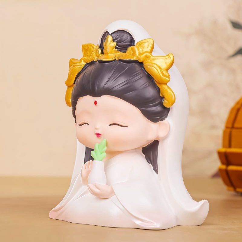 Estatua de Avalokiteshvara en Flor de Loto para Armonía en el Hogar Resin Avalokitesvara Lotus Statue for Harmony Home Decor