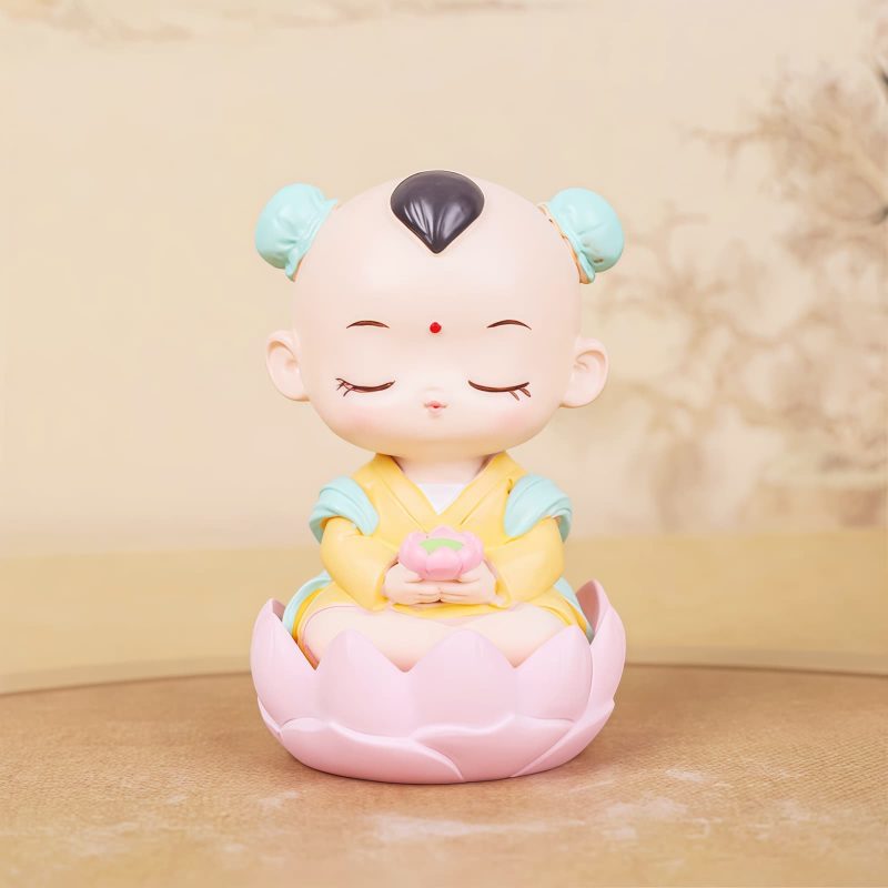 Estatua de Avalokiteshvara en Flor de Loto para Armonía en el Hogar Resin Avalokitesvara Lotus Statue for Harmony Home Decor