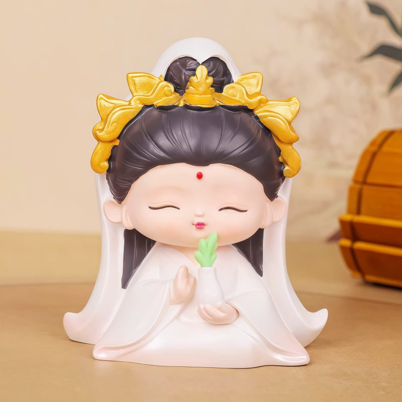 Estatua de Avalokiteshvara en Flor de Loto para Armonía en el Hogar Resin Avalokitesvara Lotus Statue for Harmony Home Decor