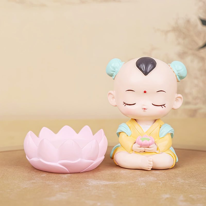 Estatua de Avalokiteshvara en Flor de Loto para Armonía en el Hogar Resin Avalokitesvara Lotus Statue for Harmony Home Decor