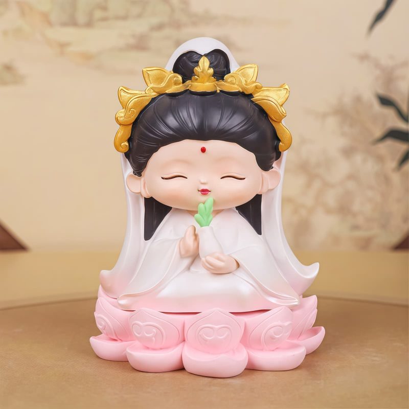 Estatua de Avalokiteshvara en Flor de Loto para Armonía en el Hogar Resin Avalokitesvara Lotus Statue for Harmony Home Decor