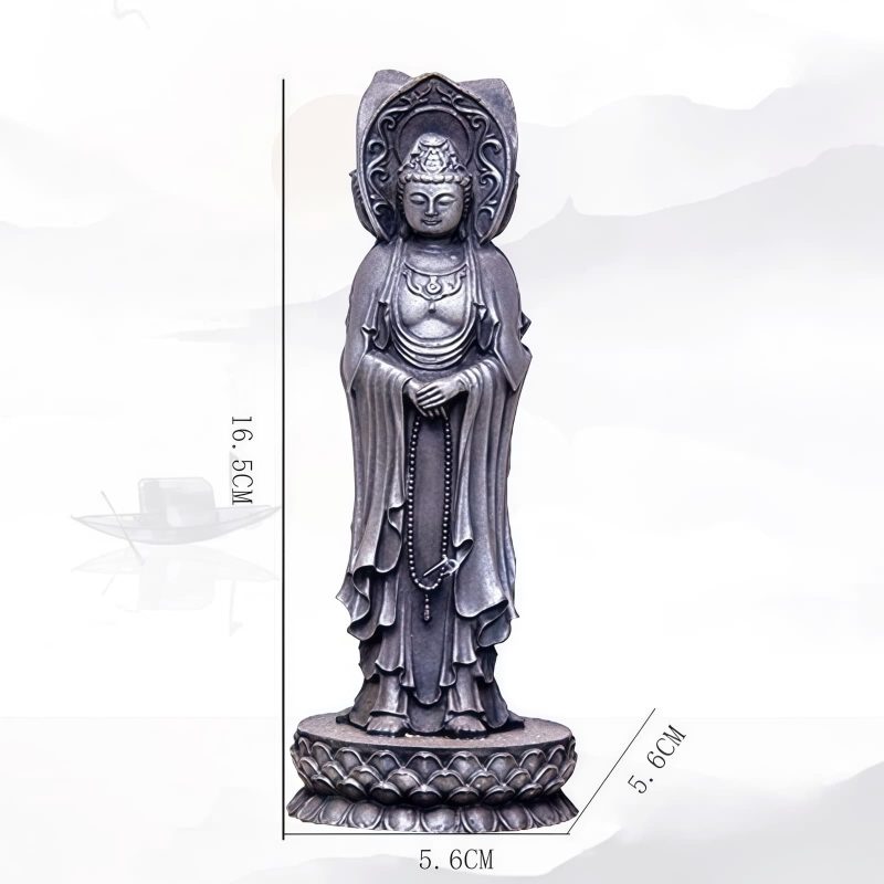 Rusty Iron Powder Kwan Yin Statue - Three-Faced Compassion Symbol Rusty Iron Powder Kwan Yin Statue - Three-Faced Compassion Symbol